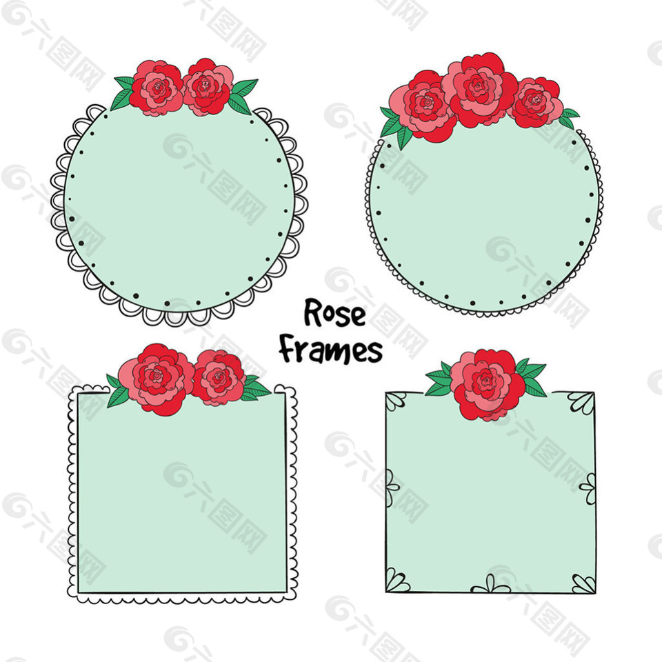 手绘玫瑰花装饰的边框