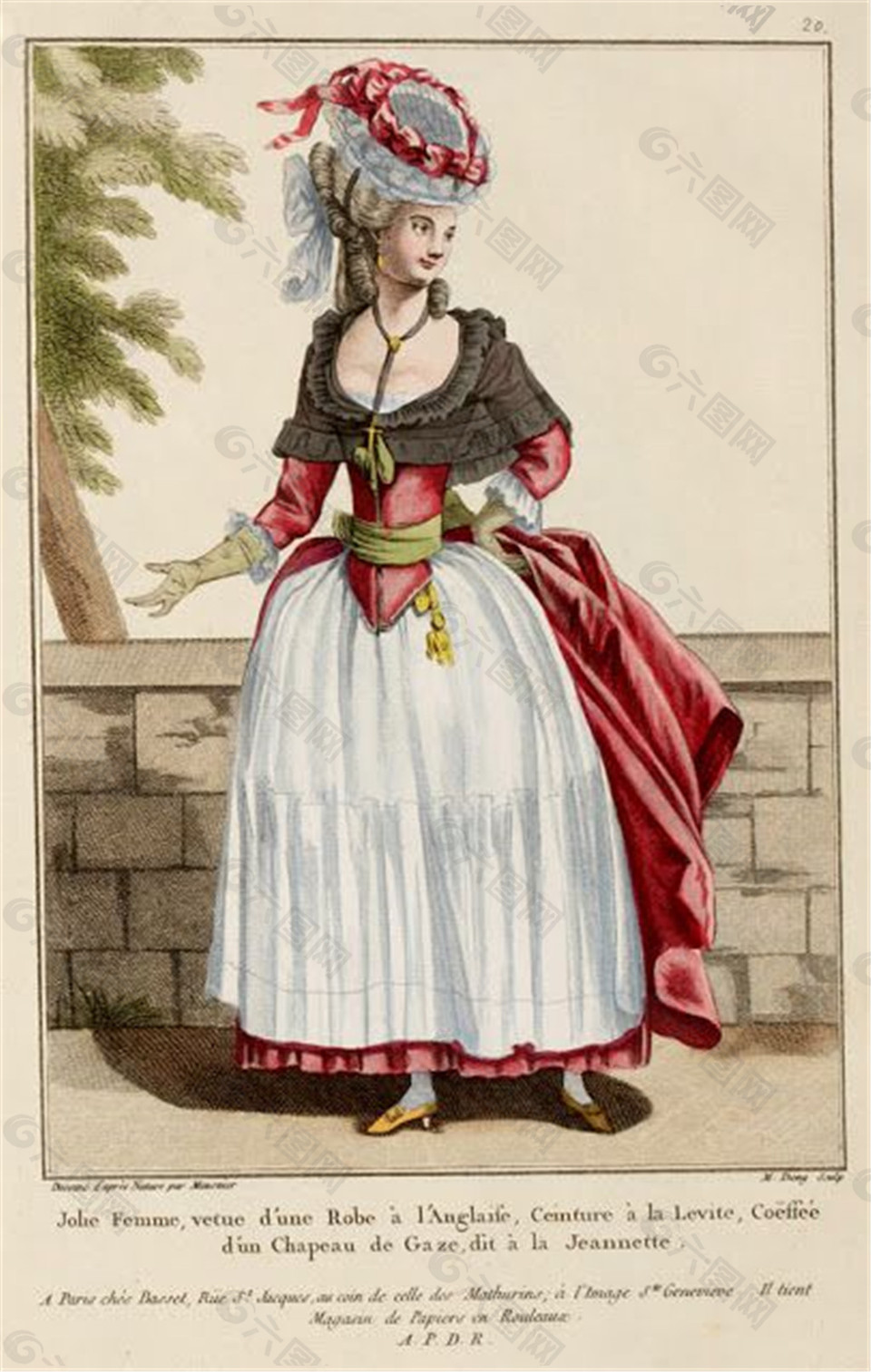 欧洲古典洛可可长裙设计图