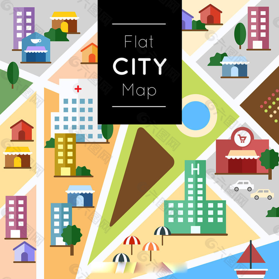 扁平风格城市地图设计