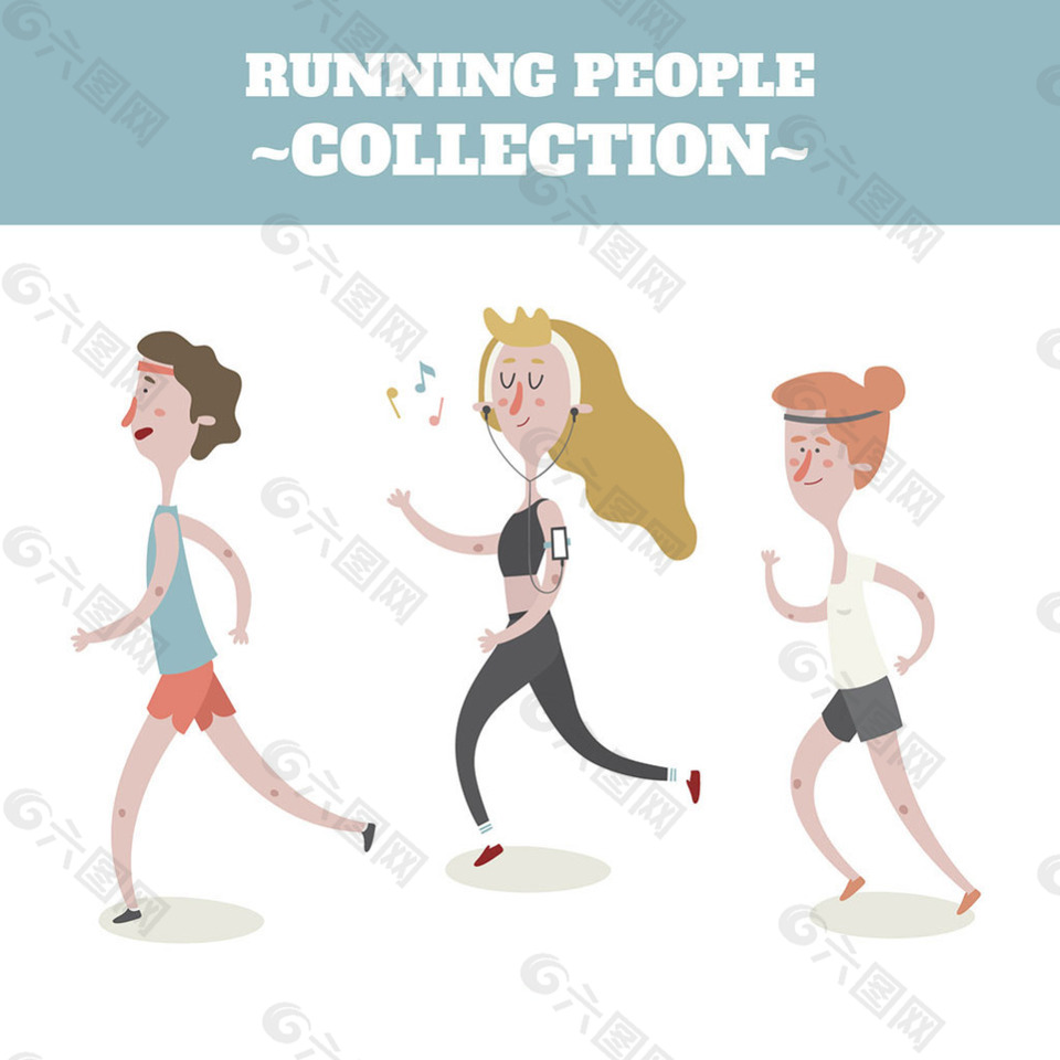 扁平风格跑步女人插画