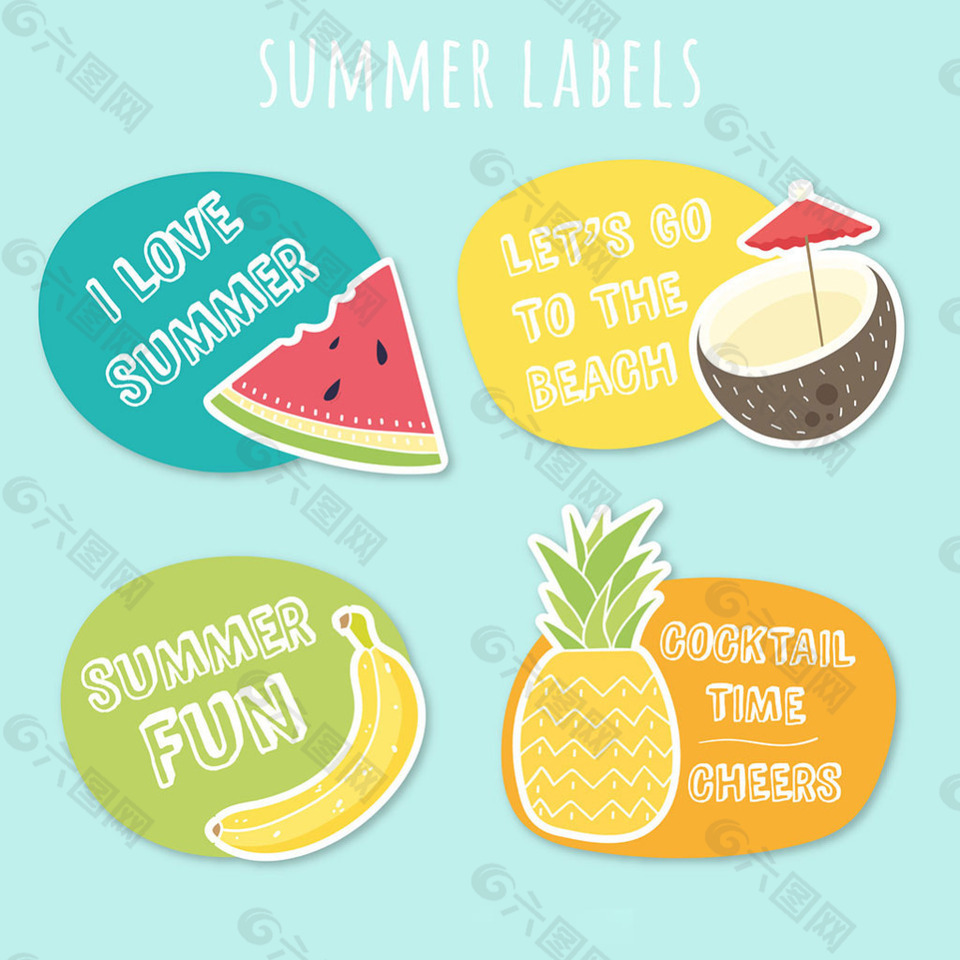 漂亮的夏天水果标签图标