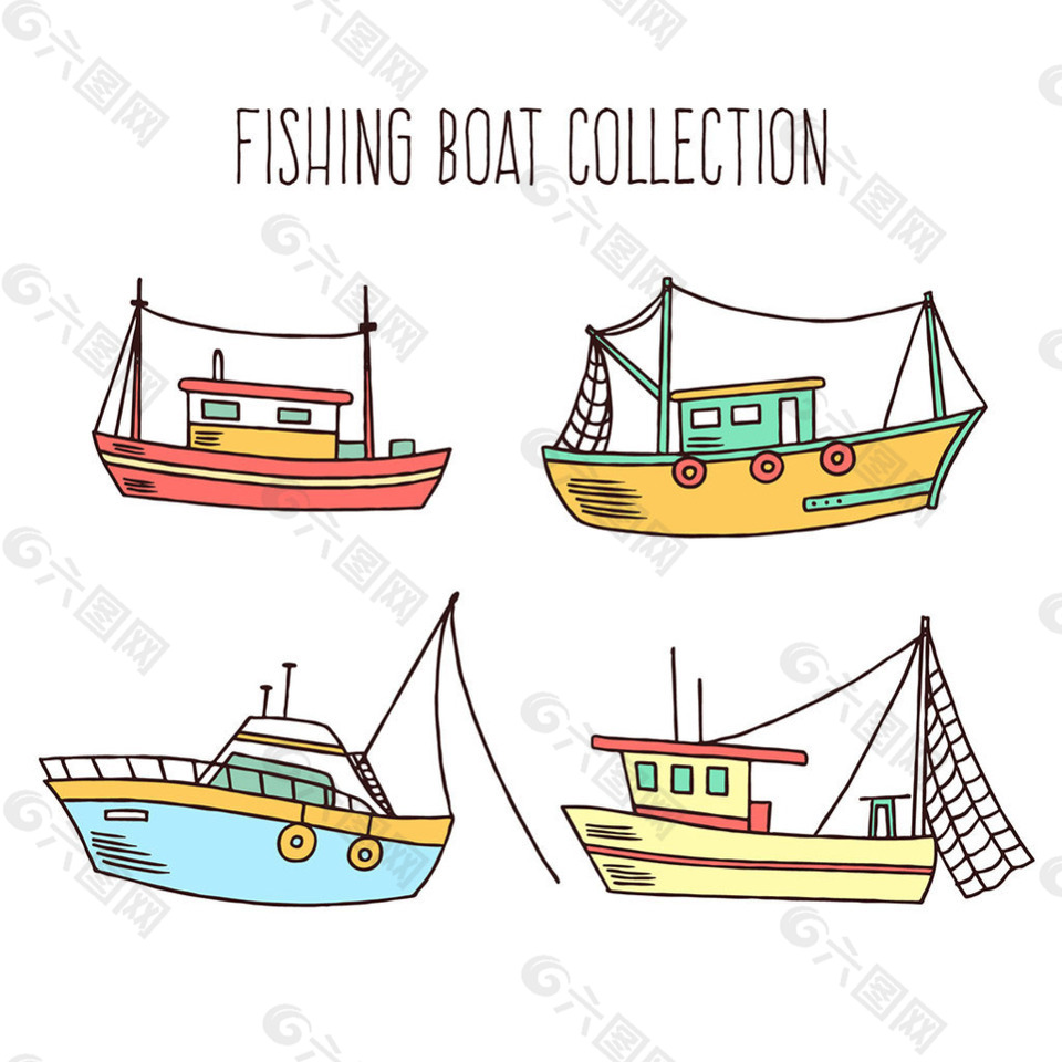 渔船简笔画 彩色图片