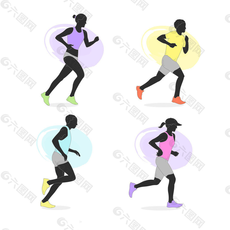 各种跑步的人插图设计