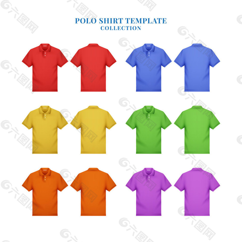 手绘多色男polo衫模板