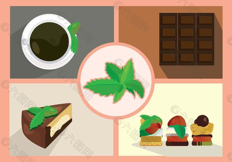 矢量手绘甜点美食