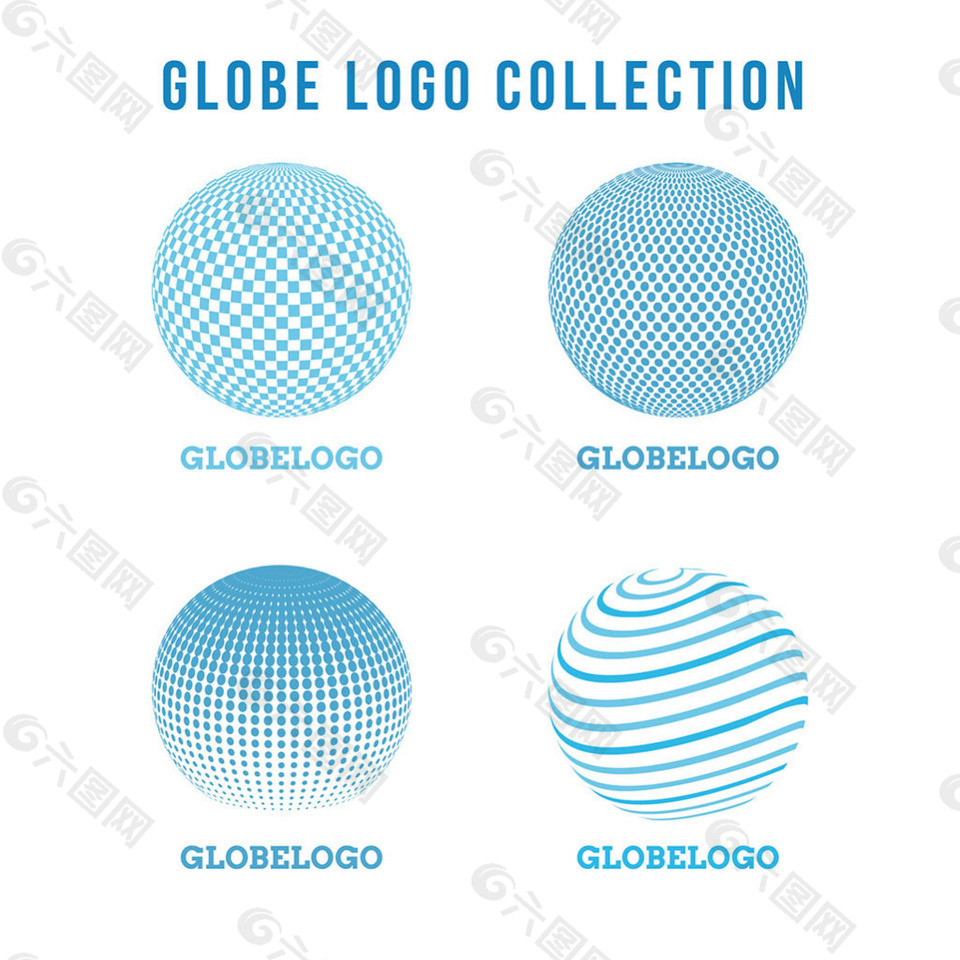 蓝色圆形抽象图案标志logo