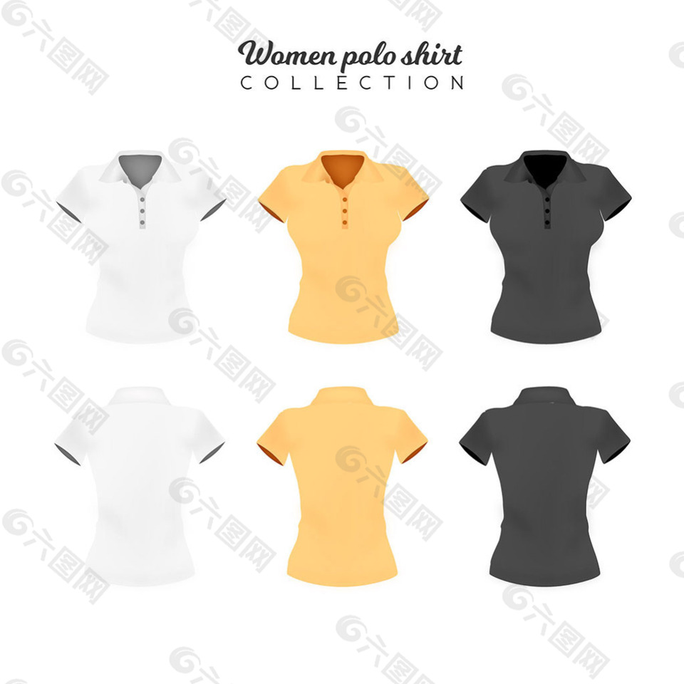 三种颜色女人polo衫模板