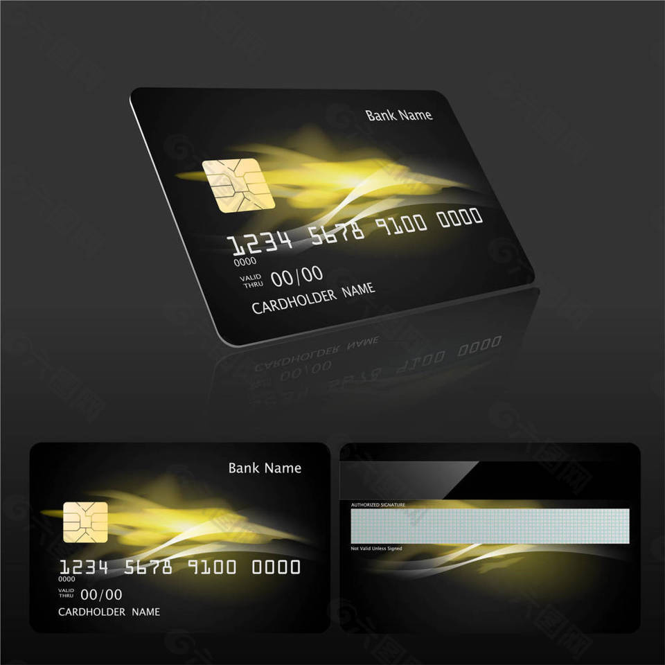 黑暗风格银行卡模板矢量素材下载