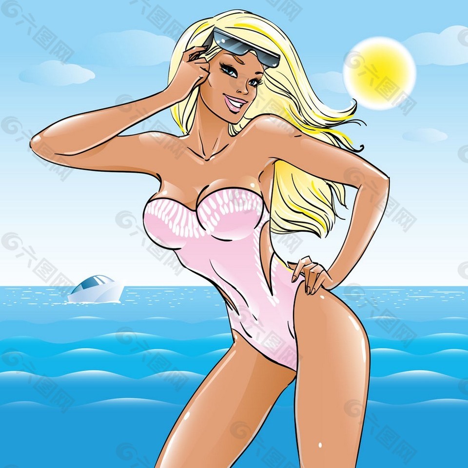 性感泳装美女漫画图片