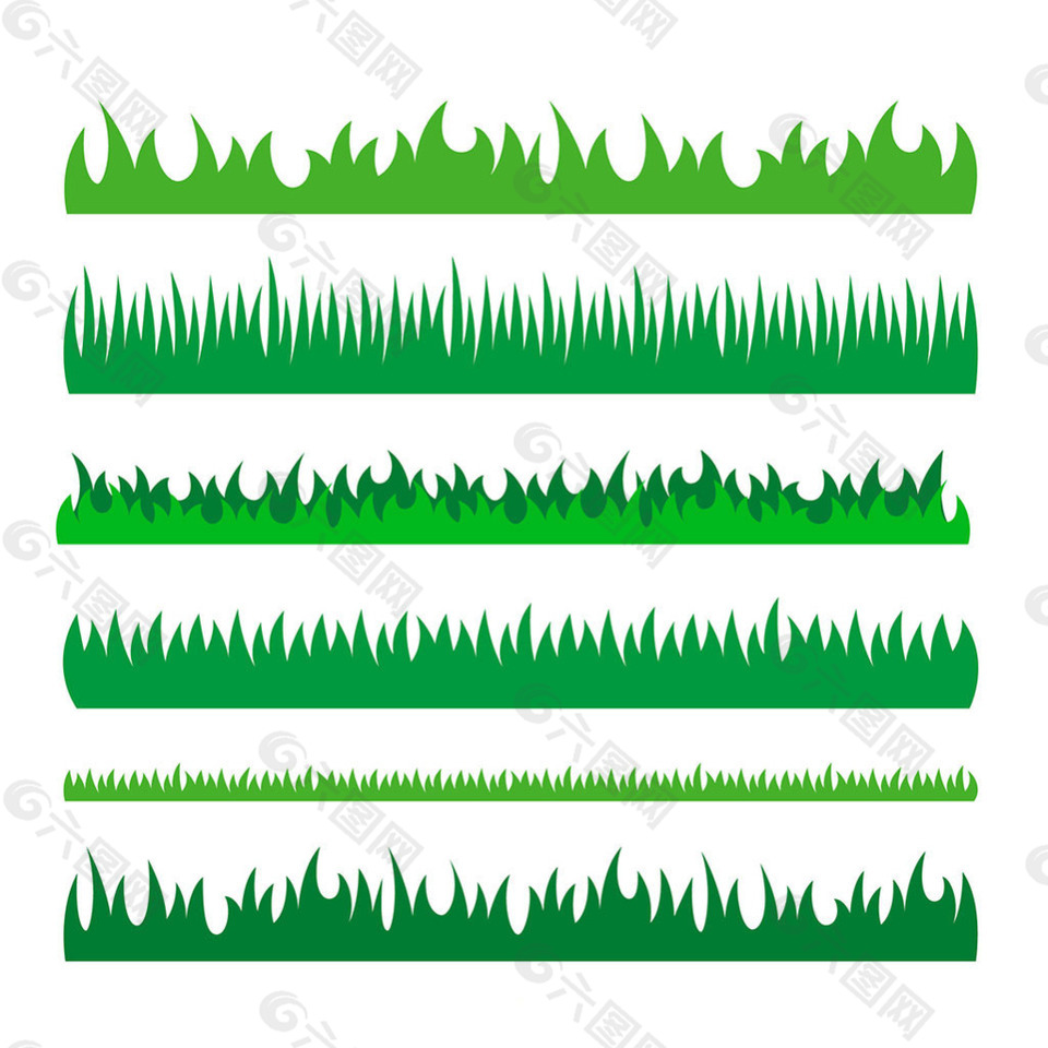 六个绿草边框矢量素材