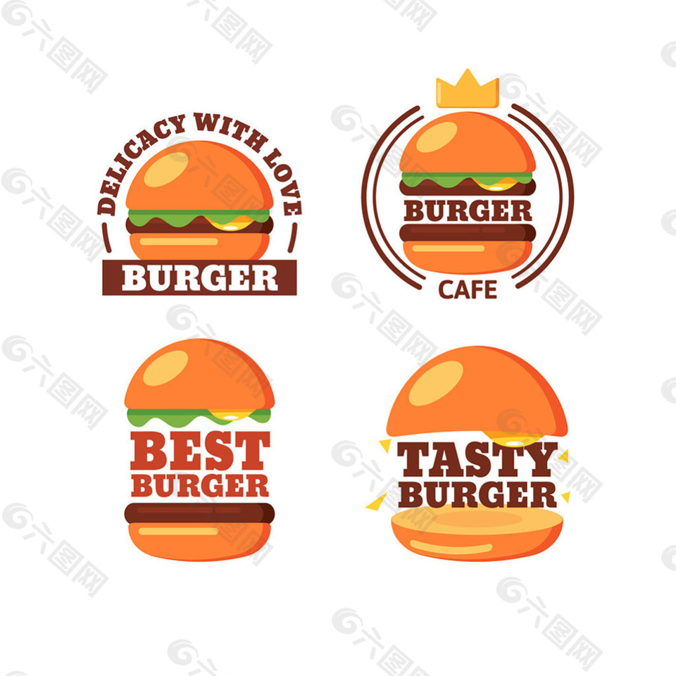 手绘闪亮的汉堡标志图标