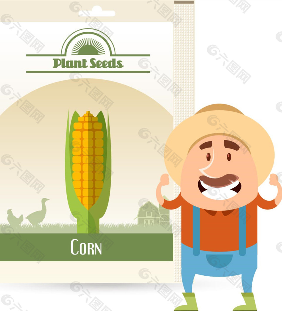 复古玉米种子海报矢量素材下载