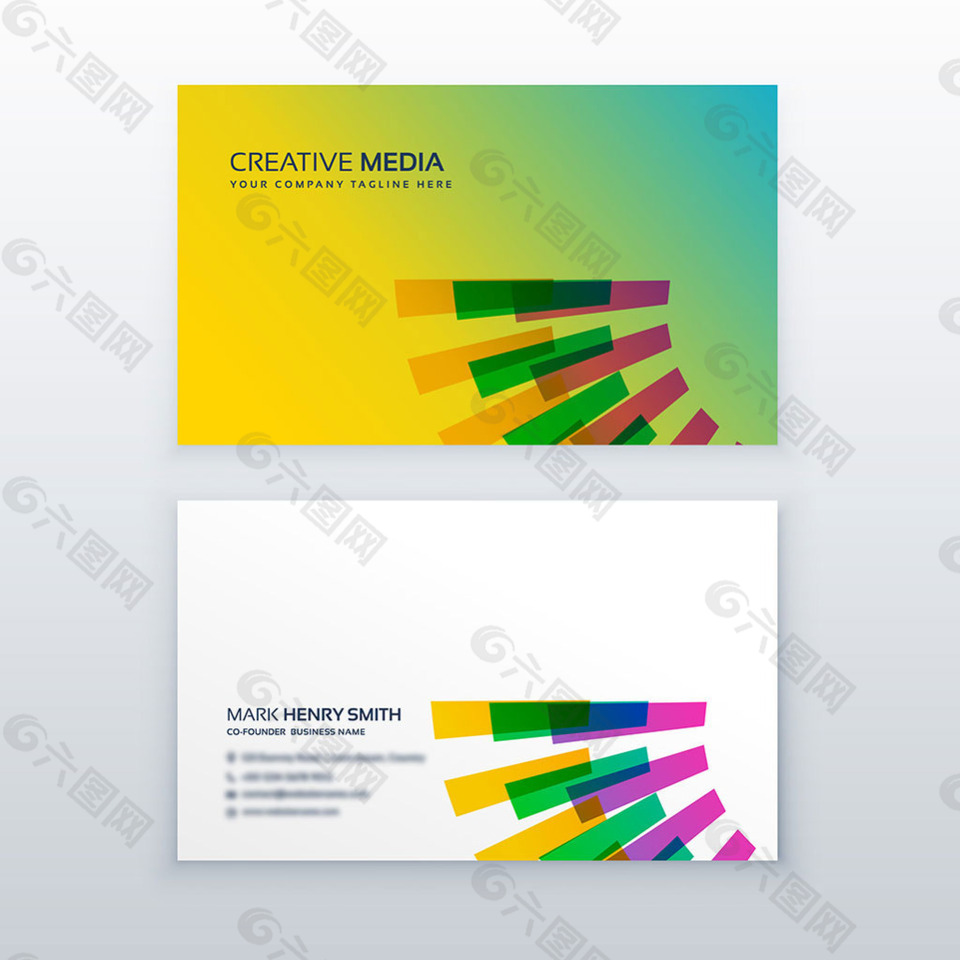 多彩几何图形名片设计