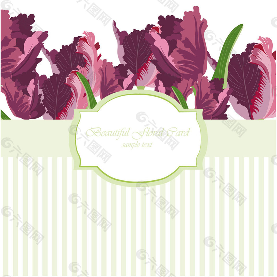 紫色鲜花条纹图案背景