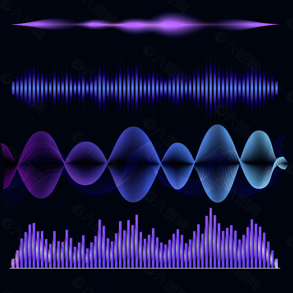 彩色抽象声波图形矢量素材