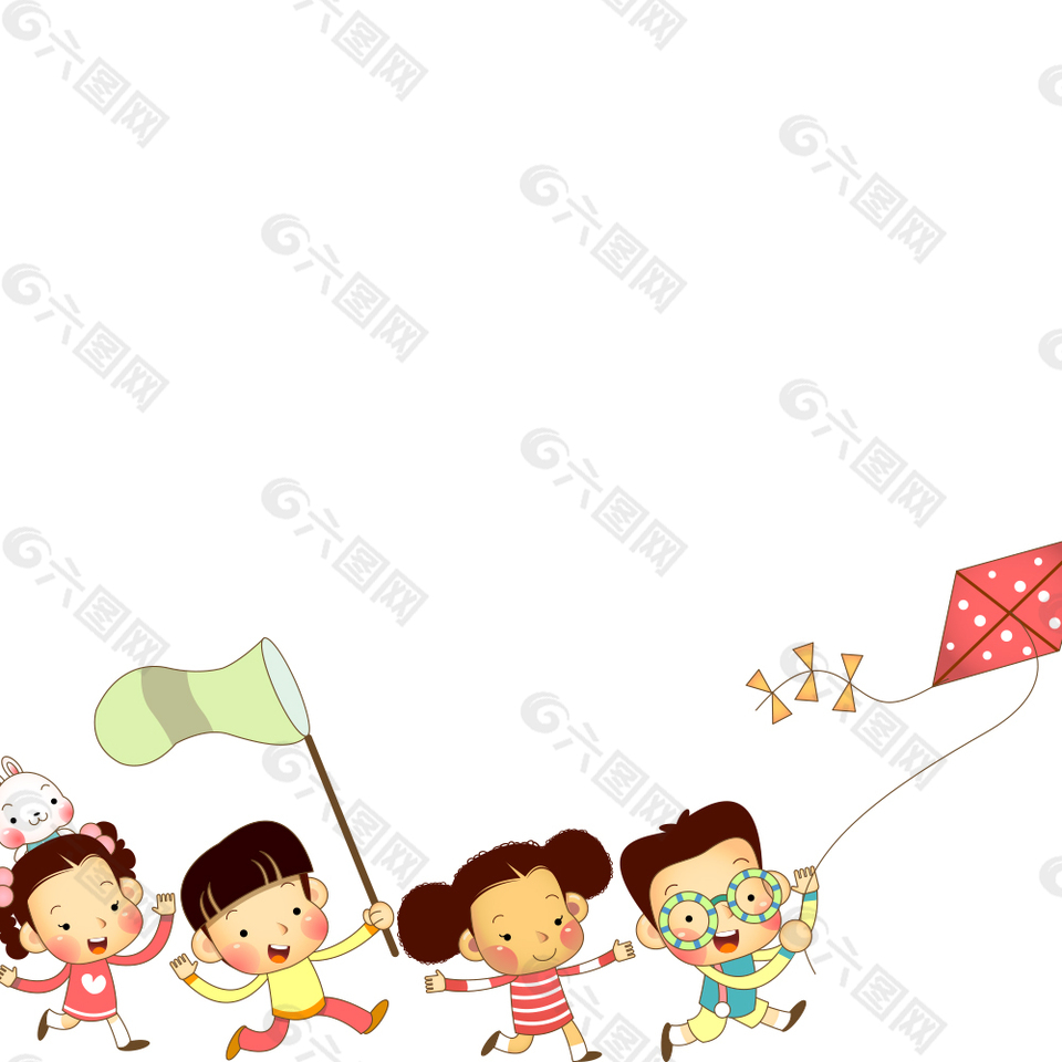 可爱卡通孩子放风筝设计元素素材免费下载(图片编号:8626949)