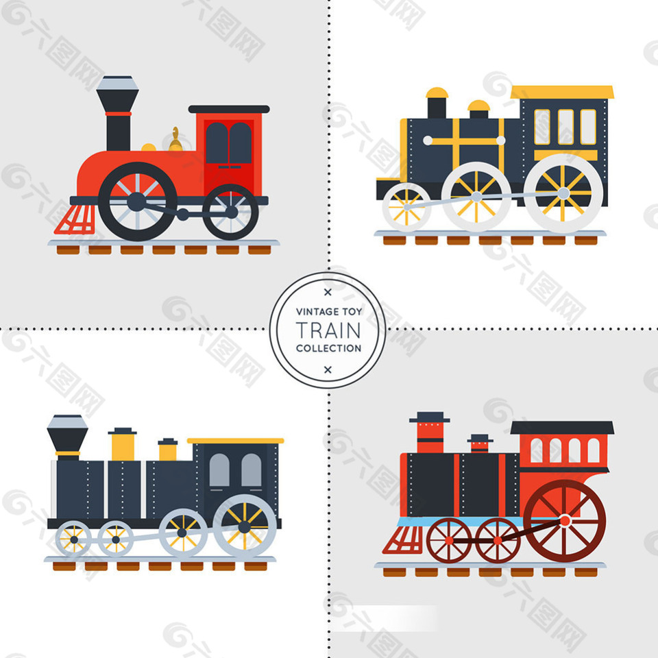 手绘老式火车平面设计图标
