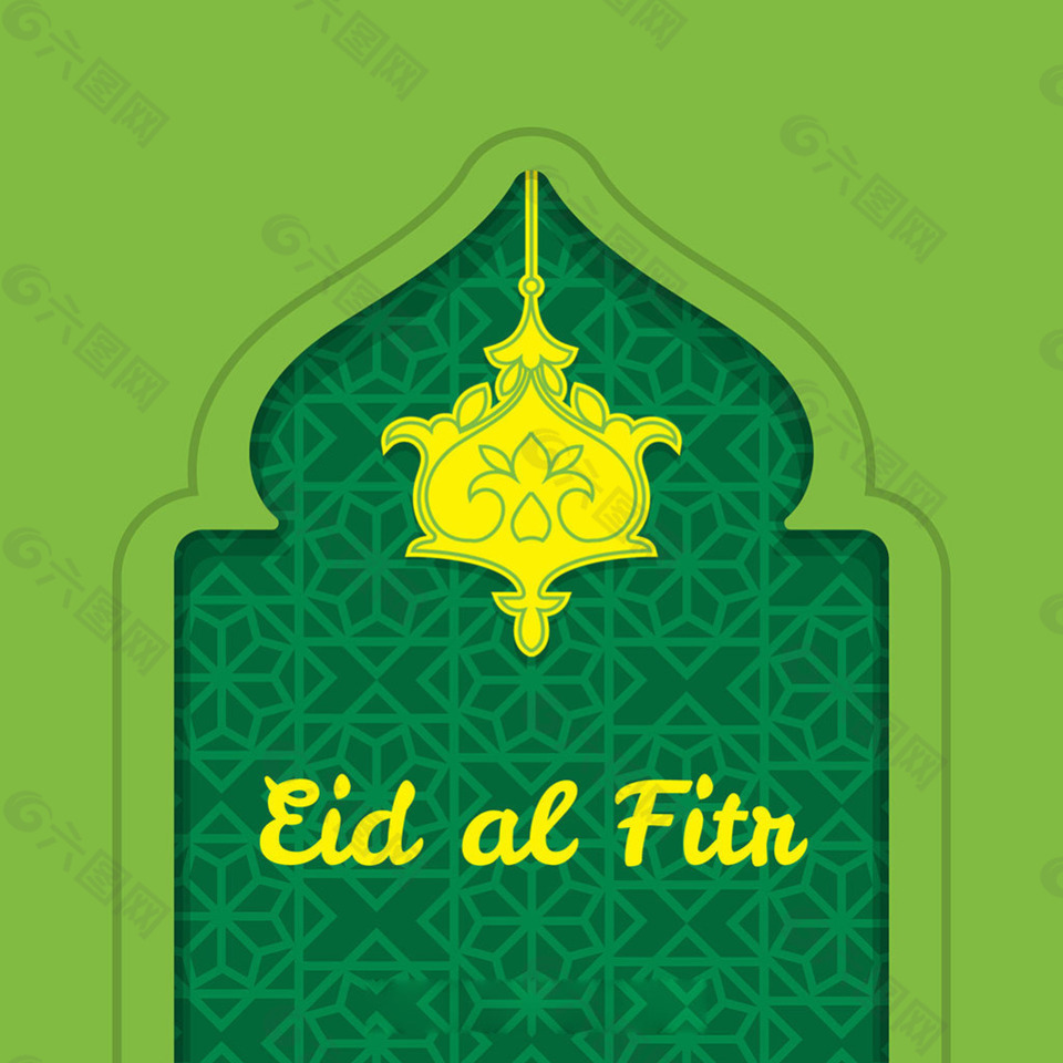 绿色开斋节伊斯兰装饰图案背景