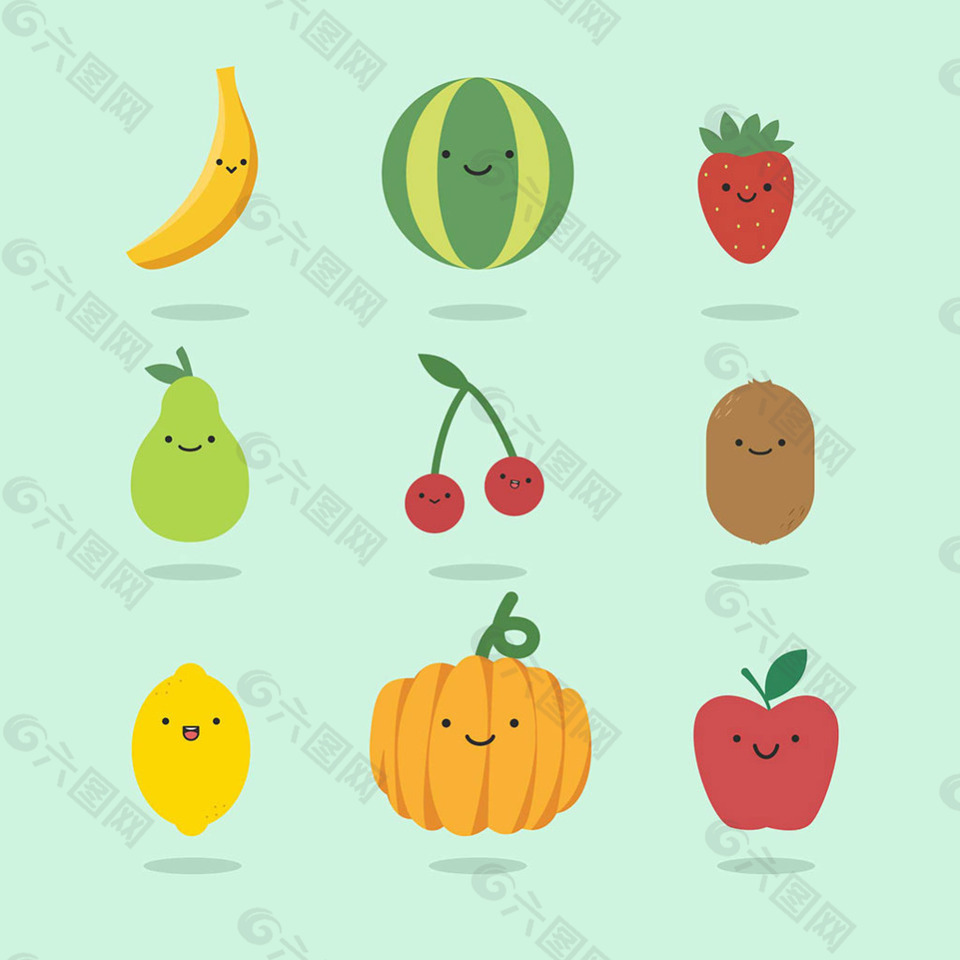 可爱的水果表情图标