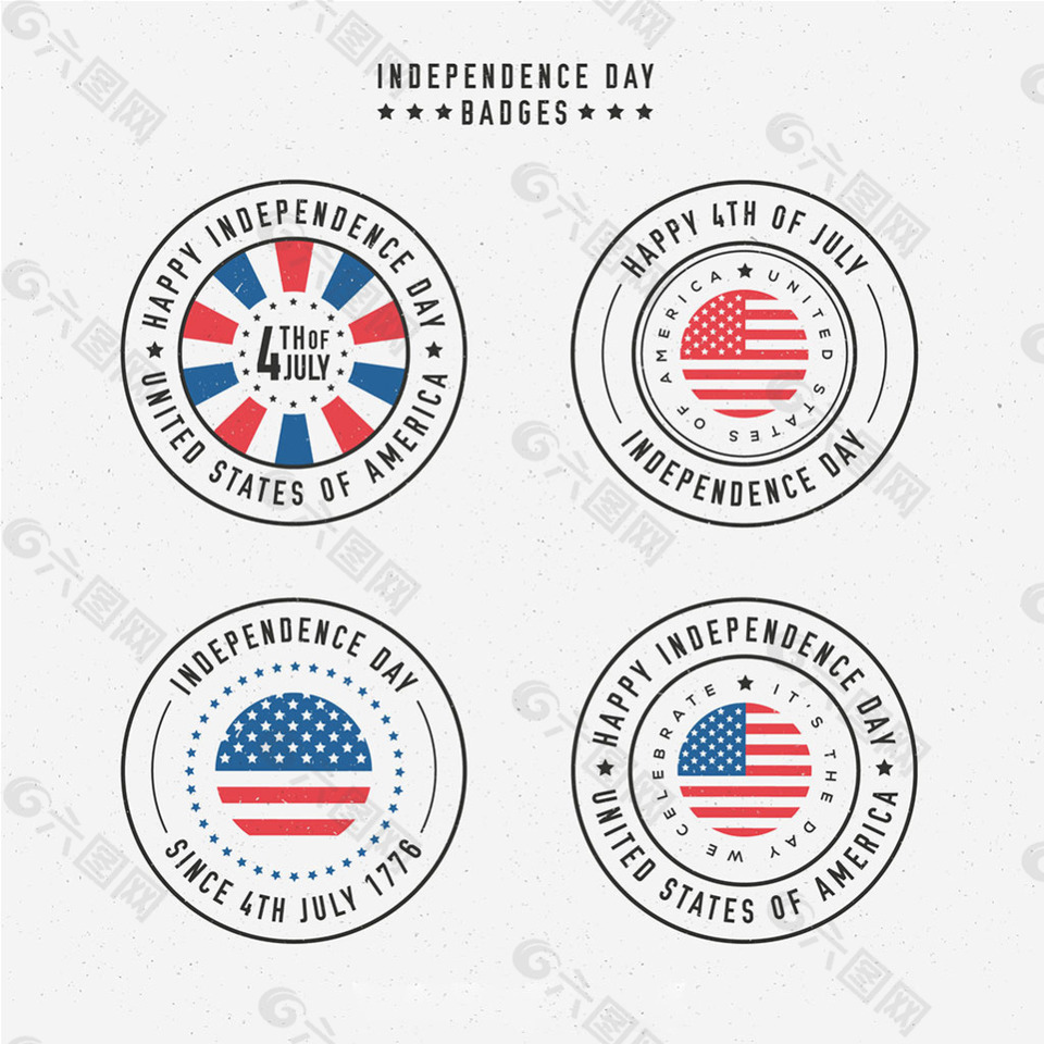四个美国独立日贴纸图标