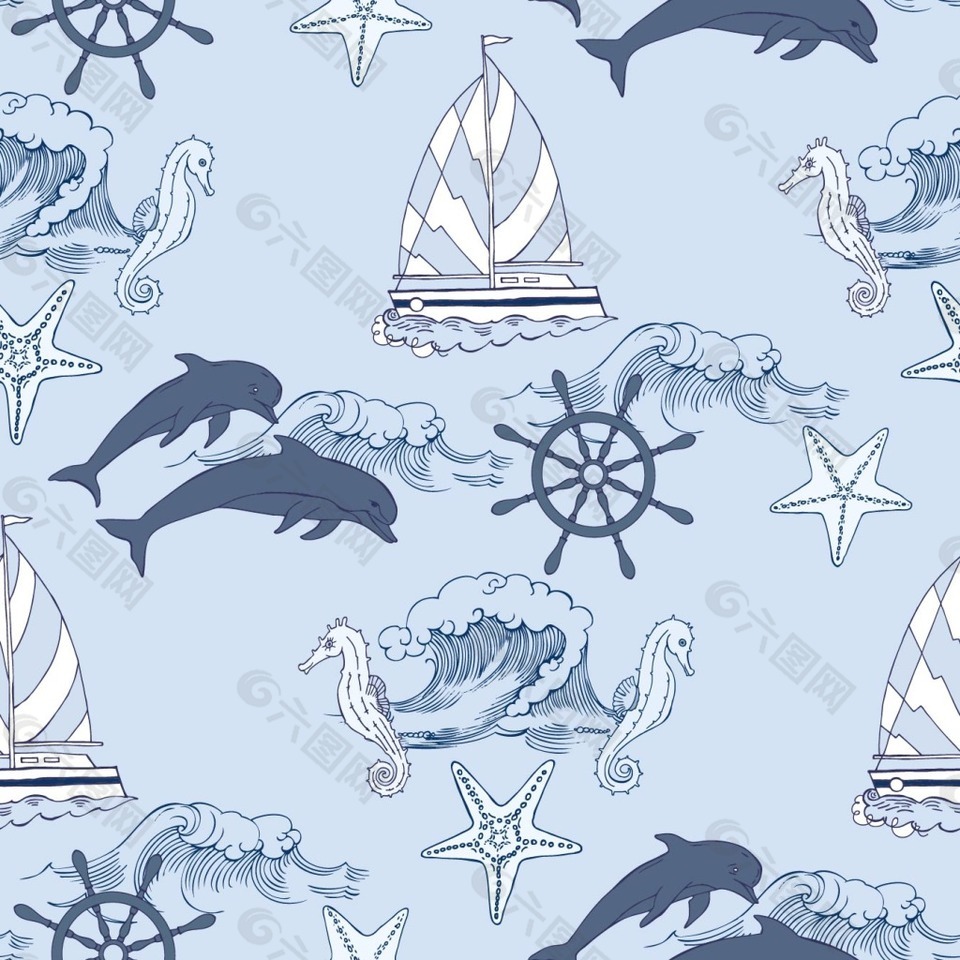 海洋元素图案矢量素材下载