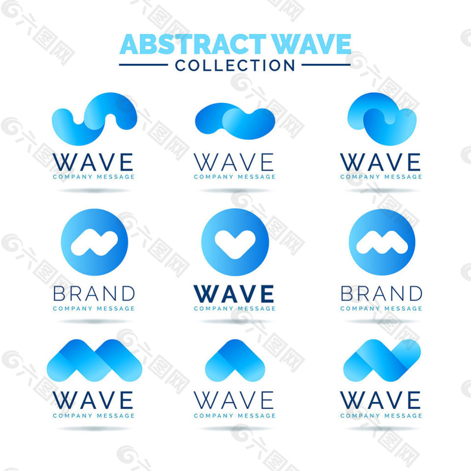 抽象图形蓝色标志logo