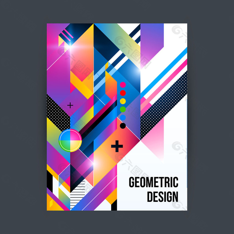 彩色抽象几何装饰图形海报设计