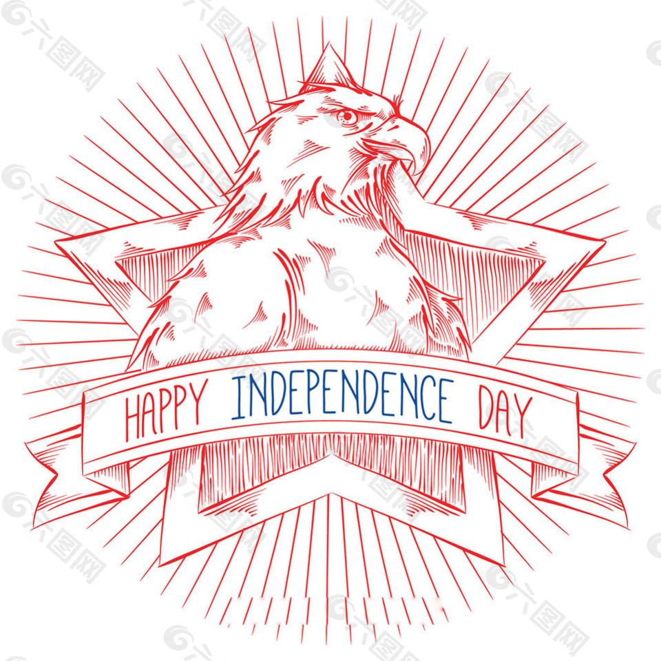 手绘老鹰美国独立日背景