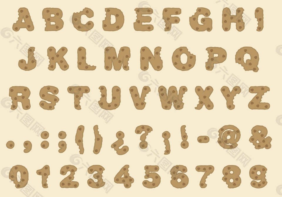 饼干字母数字素材