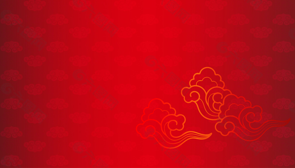 红色祥云花纹背景