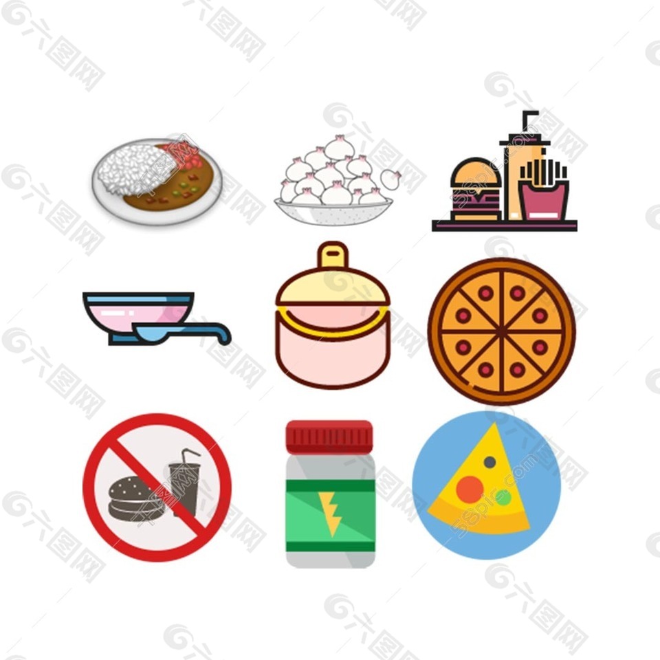 食品厨具简洁矢量icon