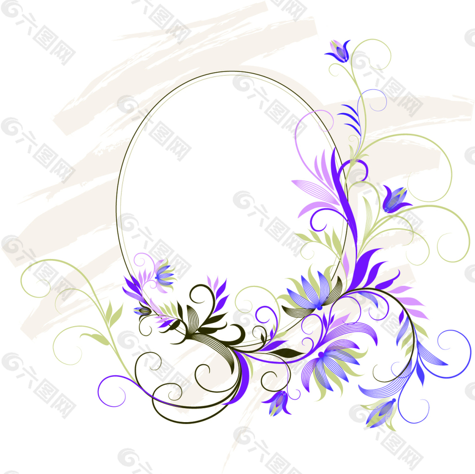 矢量紫色花卉丝带矢量背景设计