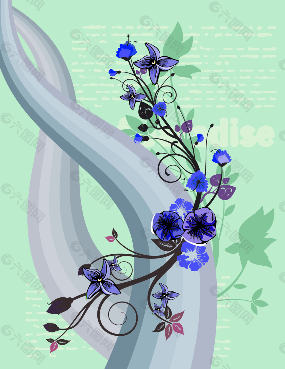 丝带花卉元素背景设计
