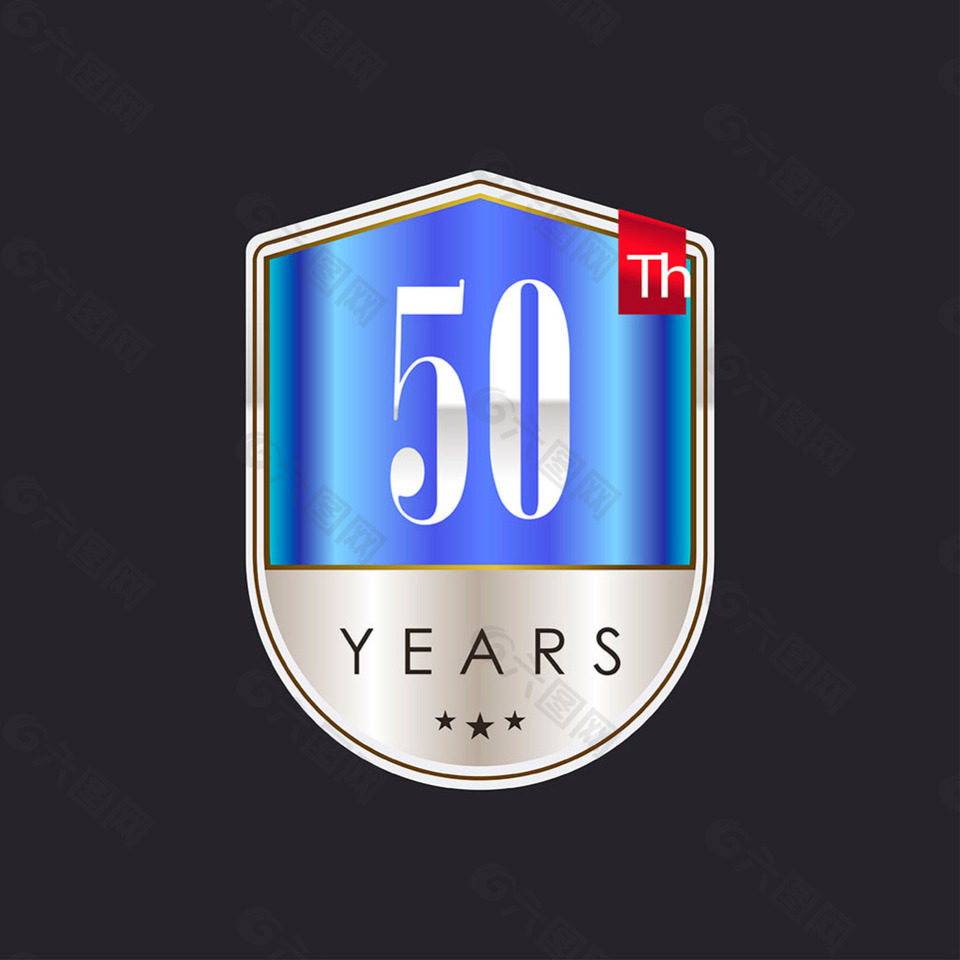 五十周年盾形蓝色背景设计