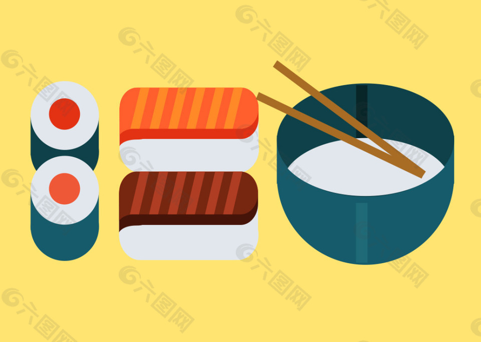 扁平化手绘日本寿司