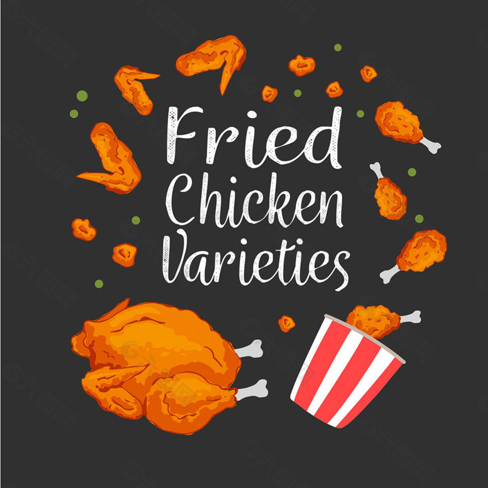 手绘炸鸡插图背景