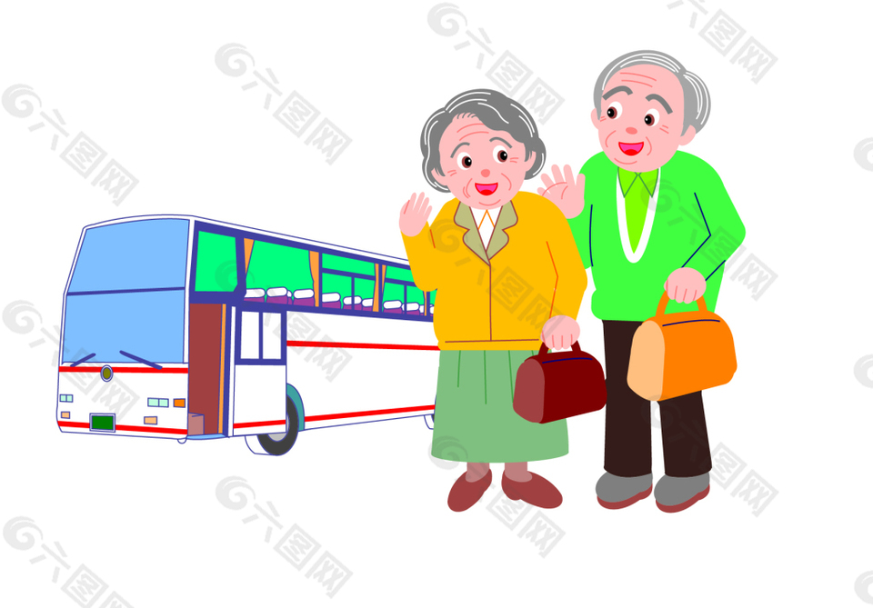 矢量老年人等公车EPS