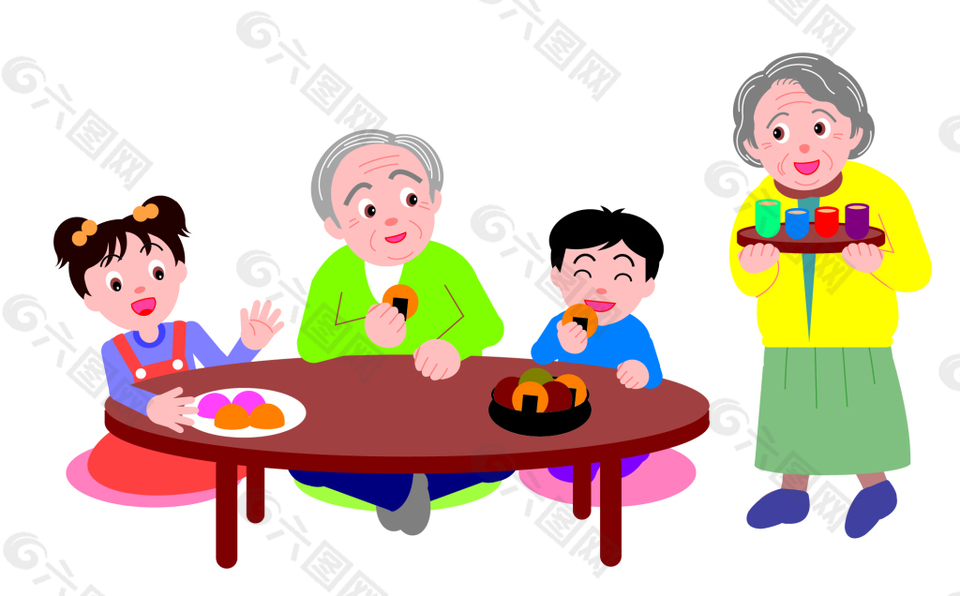 卡通爷孙吃点心EPS