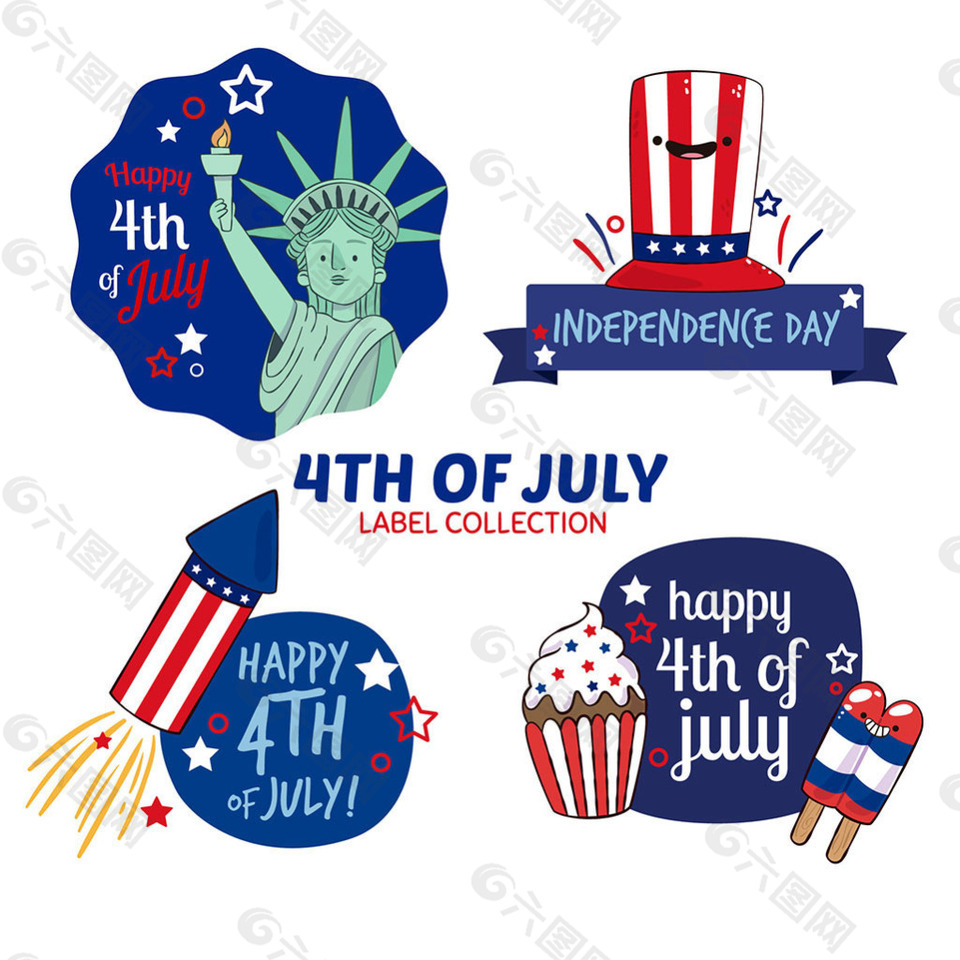 四个美国独立日标签