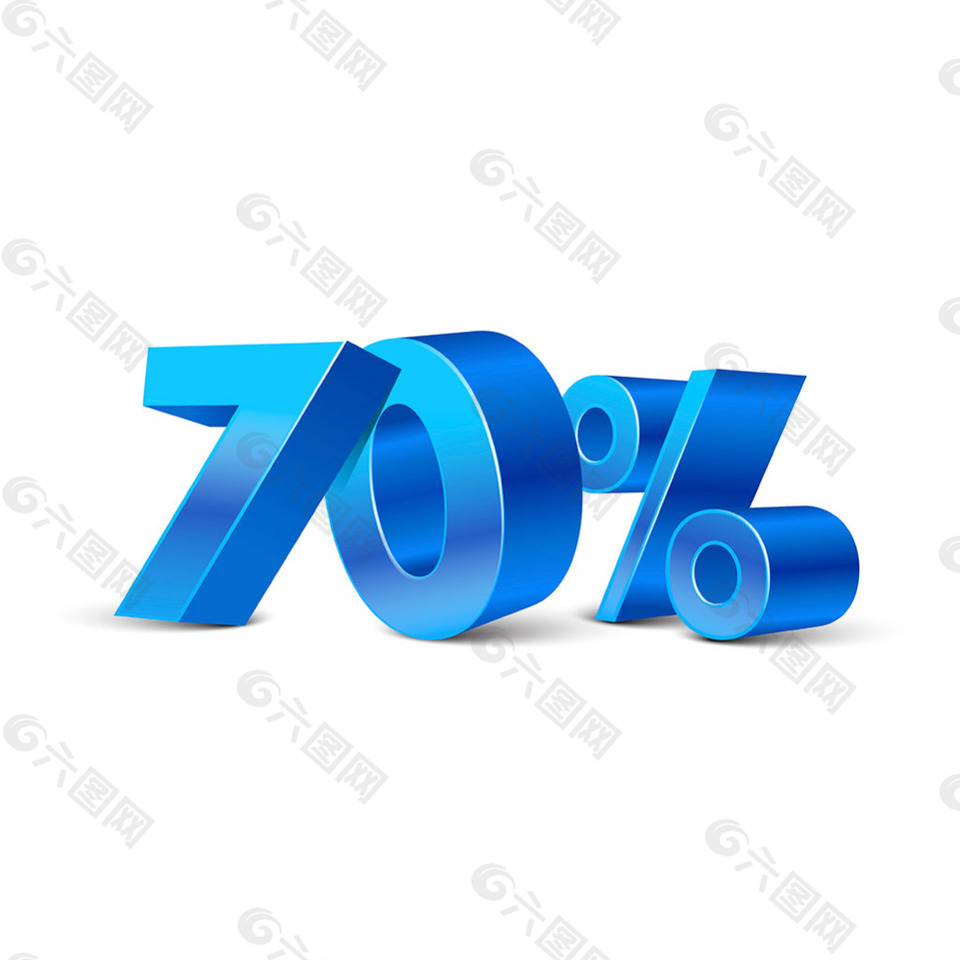 70%蓝色立体艺术字设计