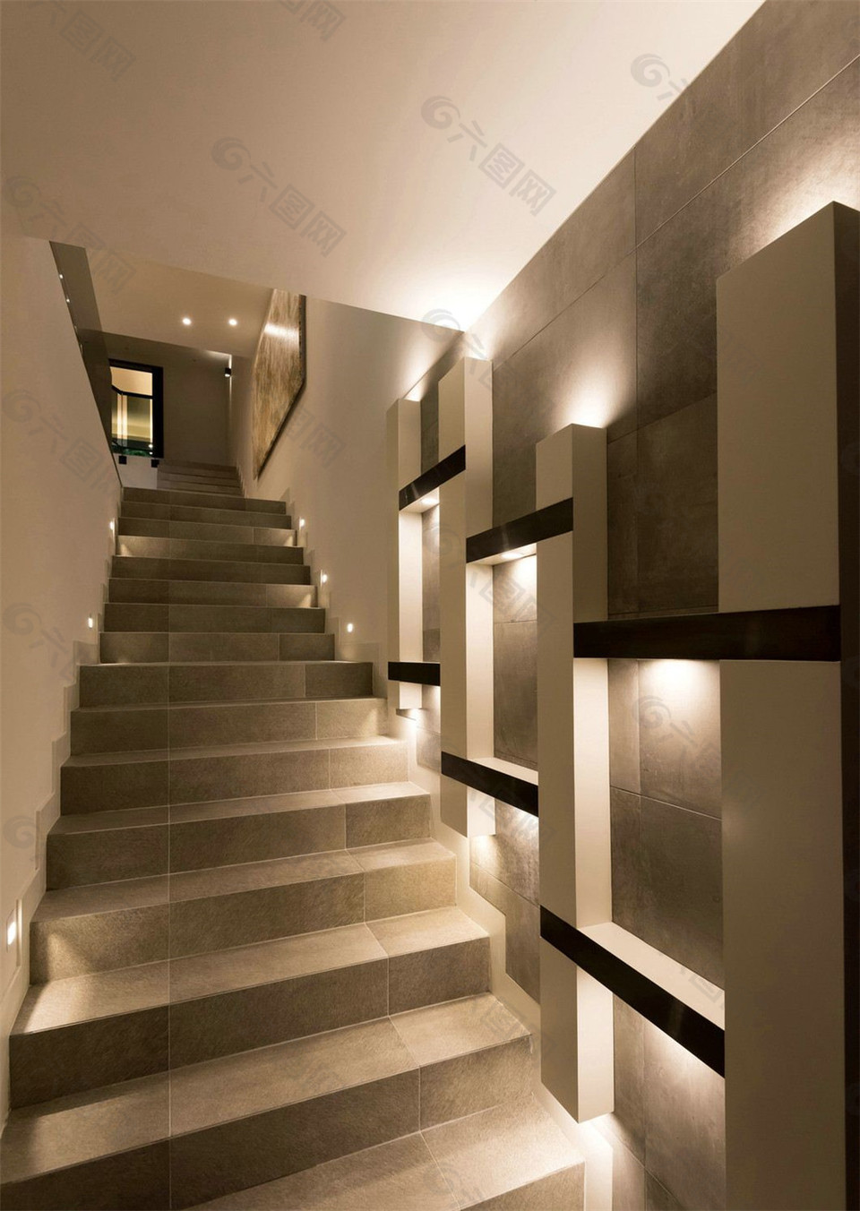 现代时尚楼梯背景墙设计图