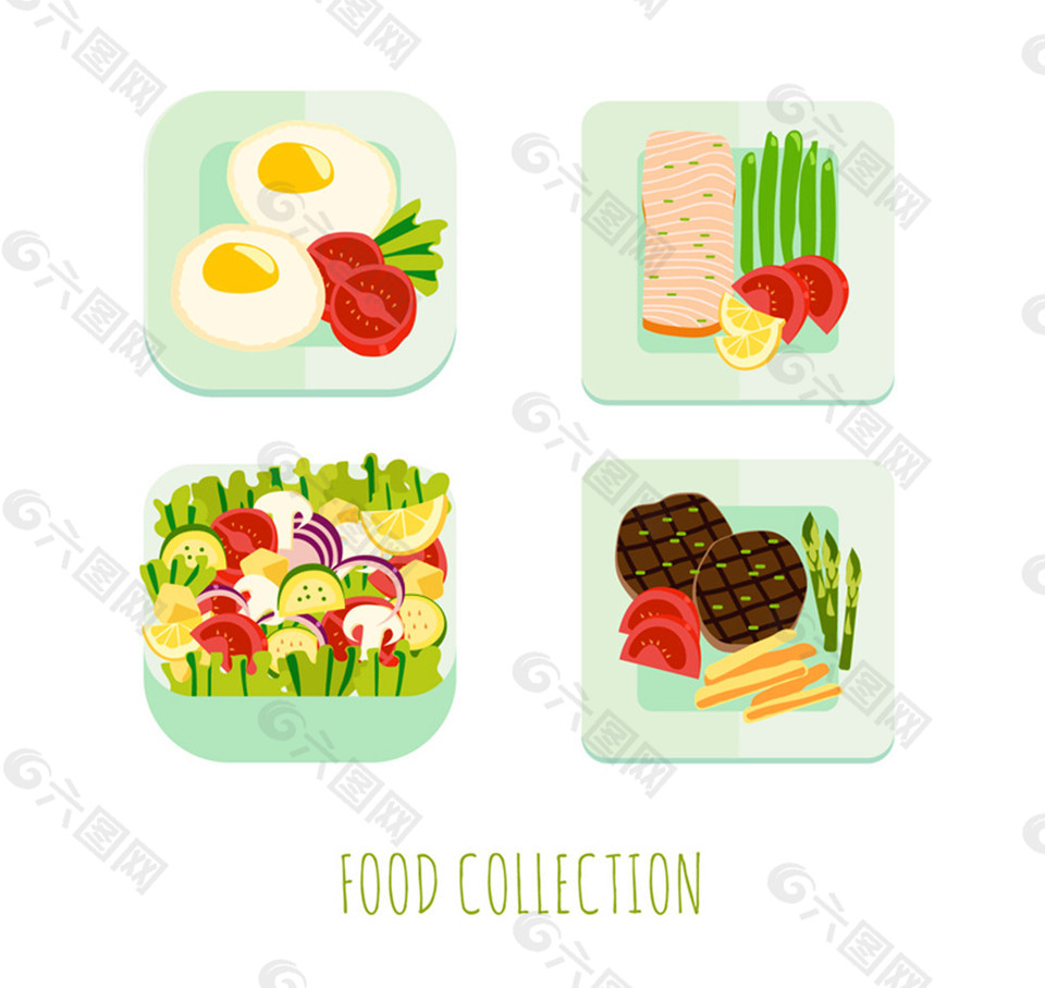 4款健康食物设计矢量素材