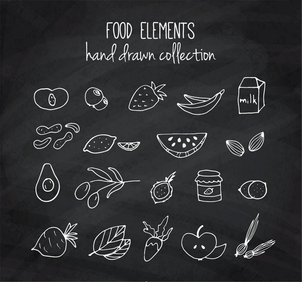 19款简洁手绘食物设计矢量素材