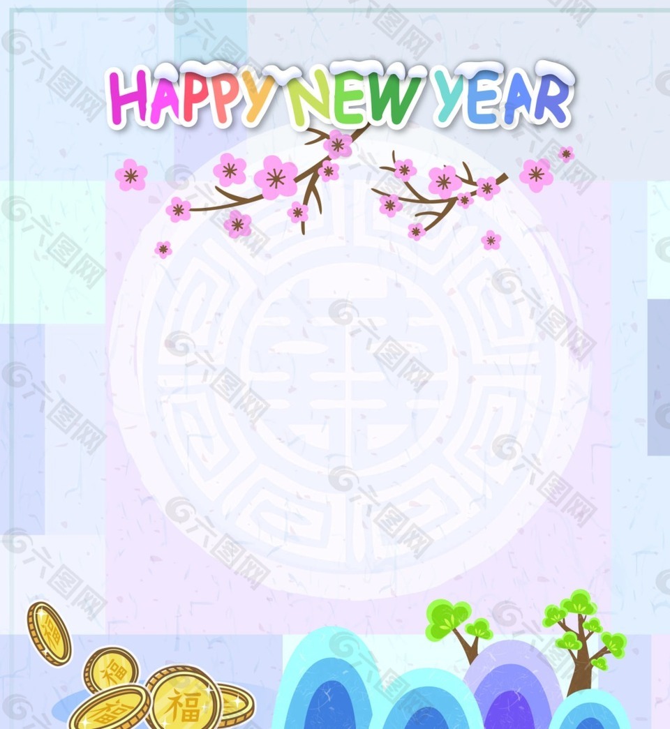 金币新年贺卡背景