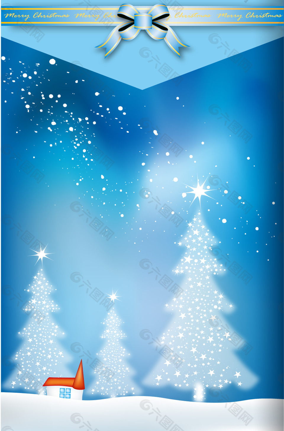 白色圣诞树蓝底背景