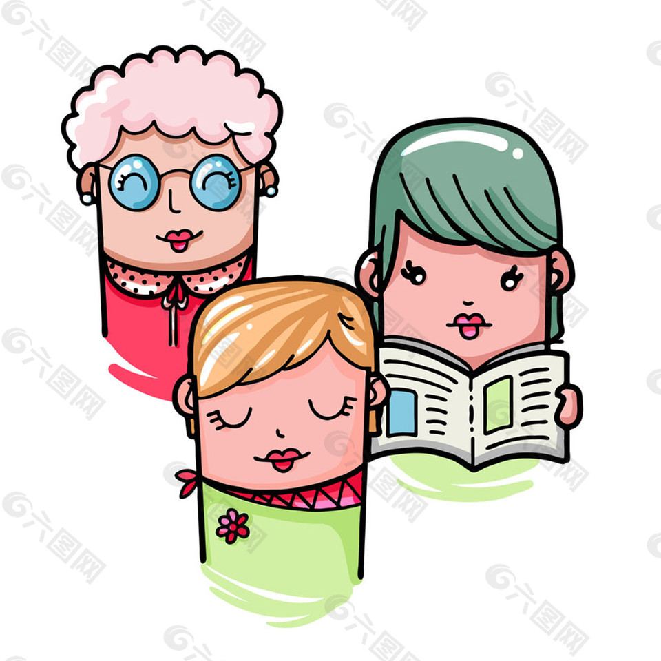 看书一家人图片