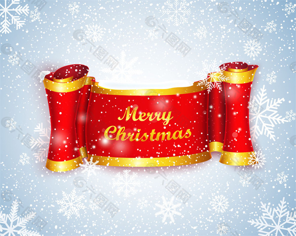 圣诞节飘带和雪花图片