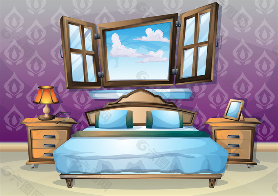 有白云的卧室效果图图片