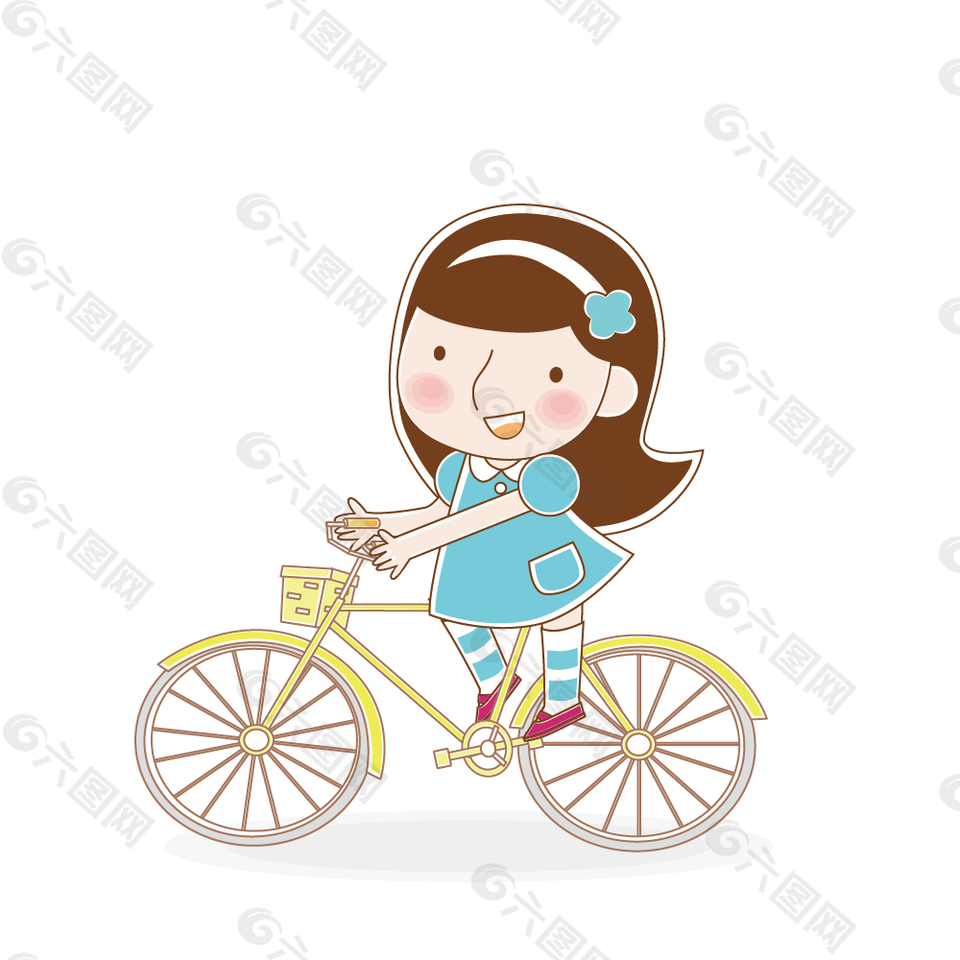 卡通骑车女孩