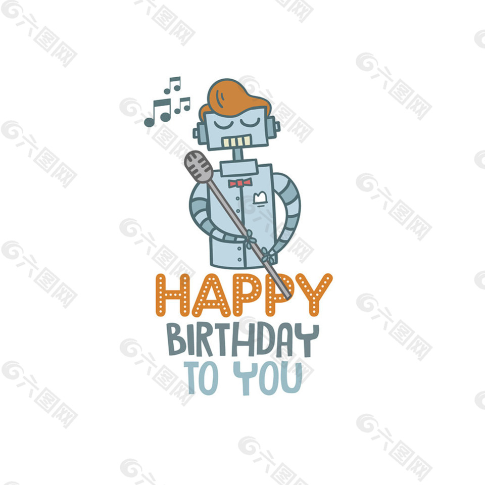 生日快乐机器人插图背景